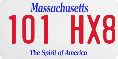 MA license plate 101HX8