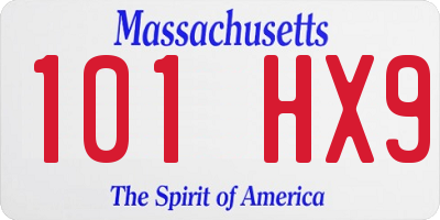 MA license plate 101HX9