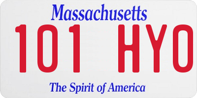 MA license plate 101HY0