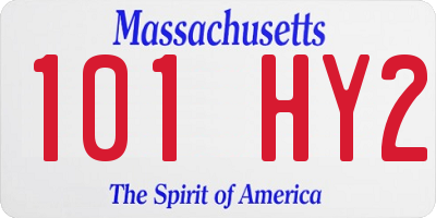 MA license plate 101HY2