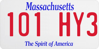 MA license plate 101HY3