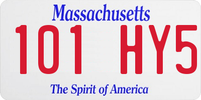 MA license plate 101HY5