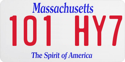 MA license plate 101HY7