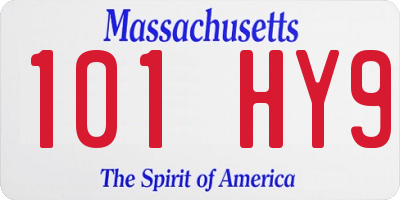 MA license plate 101HY9