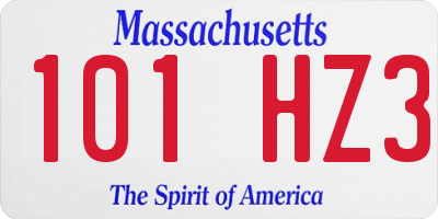 MA license plate 101HZ3