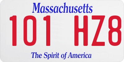 MA license plate 101HZ8