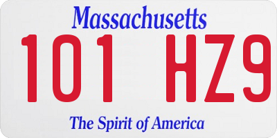 MA license plate 101HZ9