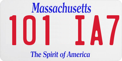 MA license plate 101IA7