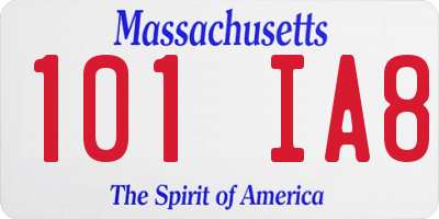 MA license plate 101IA8