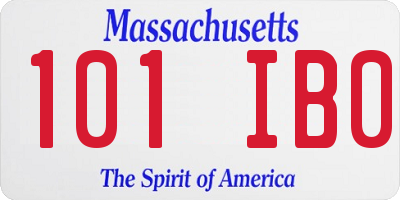 MA license plate 101IB0