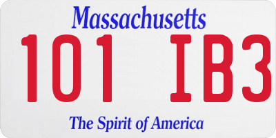 MA license plate 101IB3