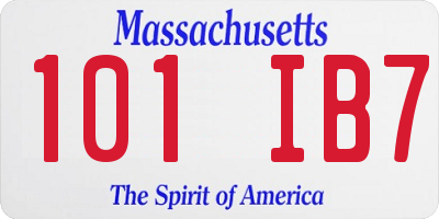 MA license plate 101IB7