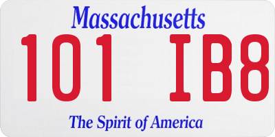 MA license plate 101IB8