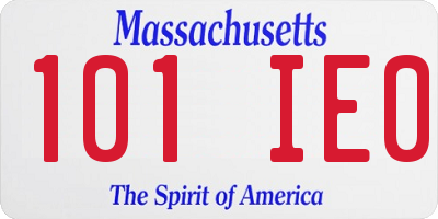 MA license plate 101IE0