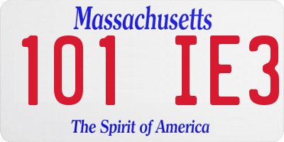 MA license plate 101IE3