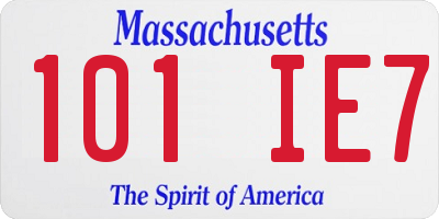 MA license plate 101IE7