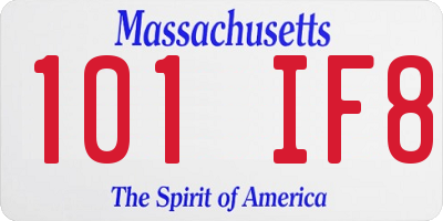 MA license plate 101IF8