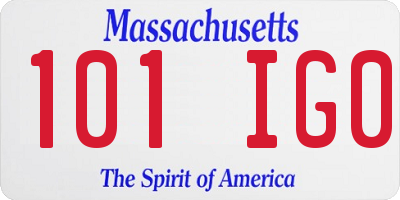 MA license plate 101IG0