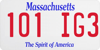 MA license plate 101IG3