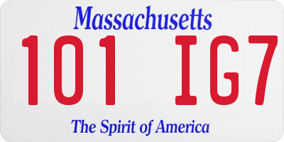 MA license plate 101IG7