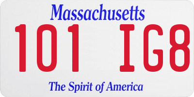 MA license plate 101IG8