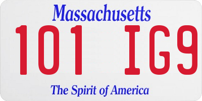 MA license plate 101IG9