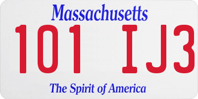 MA license plate 101IJ3