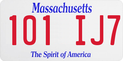 MA license plate 101IJ7