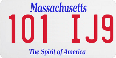 MA license plate 101IJ9