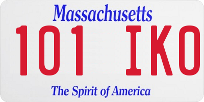 MA license plate 101IK0