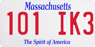 MA license plate 101IK3