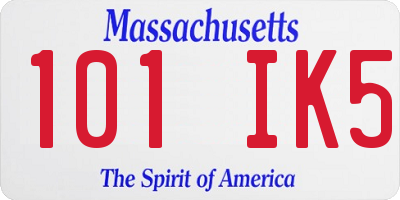 MA license plate 101IK5