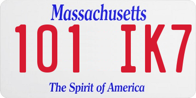 MA license plate 101IK7