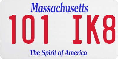 MA license plate 101IK8