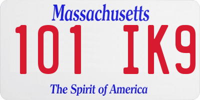 MA license plate 101IK9