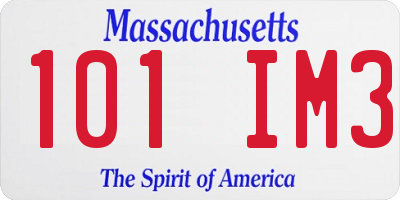 MA license plate 101IM3