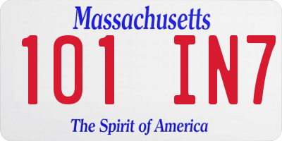 MA license plate 101IN7