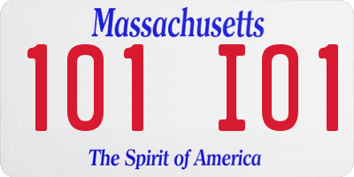 MA license plate 101IO1