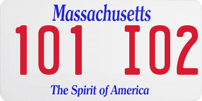 MA license plate 101IO2