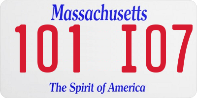 MA license plate 101IO7