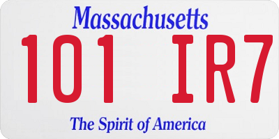 MA license plate 101IR7