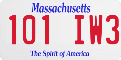 MA license plate 101IW3