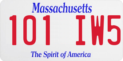 MA license plate 101IW5