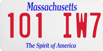 MA license plate 101IW7