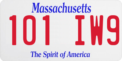 MA license plate 101IW9