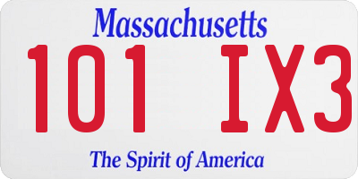 MA license plate 101IX3