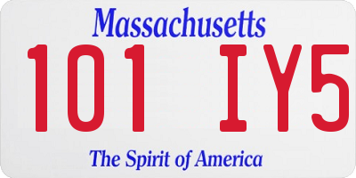 MA license plate 101IY5