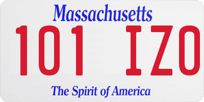 MA license plate 101IZ0