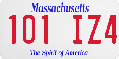 MA license plate 101IZ4