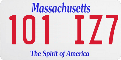 MA license plate 101IZ7